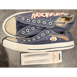 Custom Baseball Rhinestone Converse All Star Chuck Taylor Sneakers Women's 9